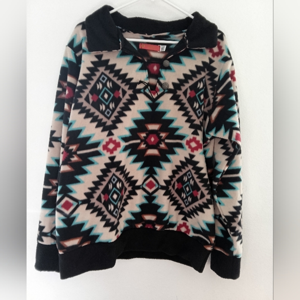 Geometric Patterned Pullover Sweater - image 1
